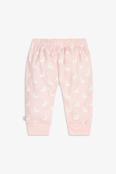 Top and Pants Set, rose pink hare print
