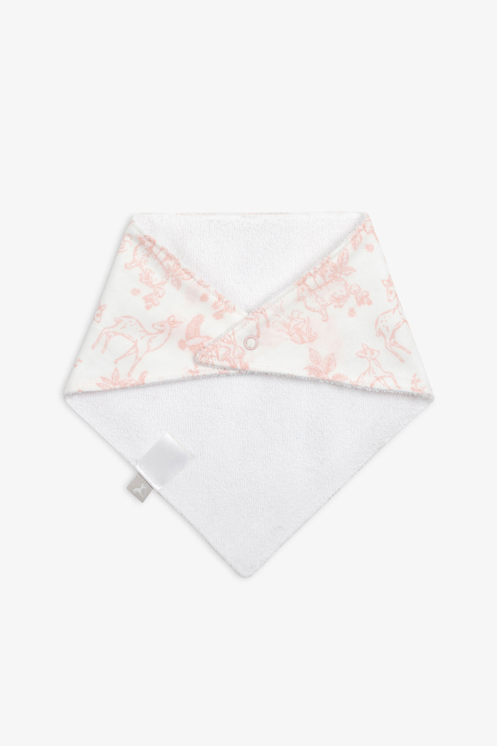 Muslin 2pk Towelling Backed Bib, pink woodland and pink gingham print