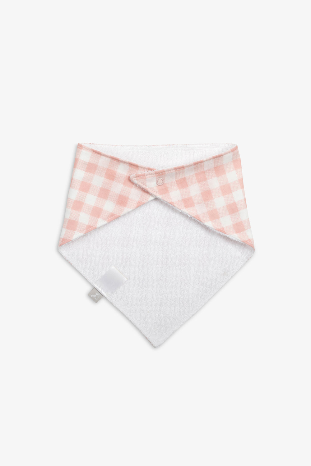Muslin 2pk Towelling Backed Bib, pink woodland and pink gingham print