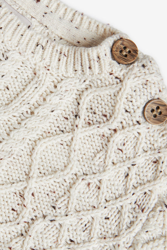 Oatmeal Cable Romper and Hat Set