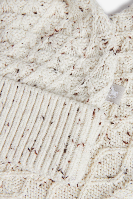 Oatmeal Cable Romper and Hat Set