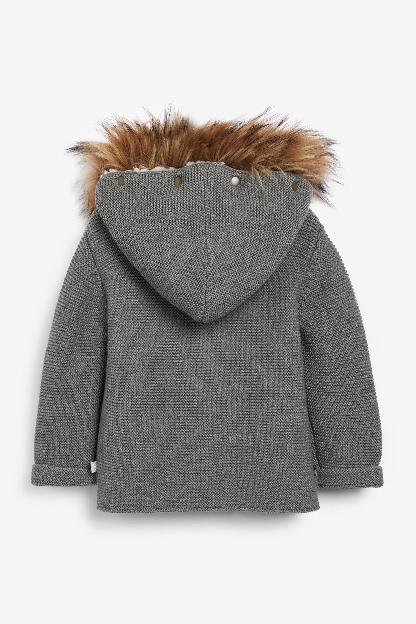 Faux Fur Trimmed Hooded Jacket, charcoal
