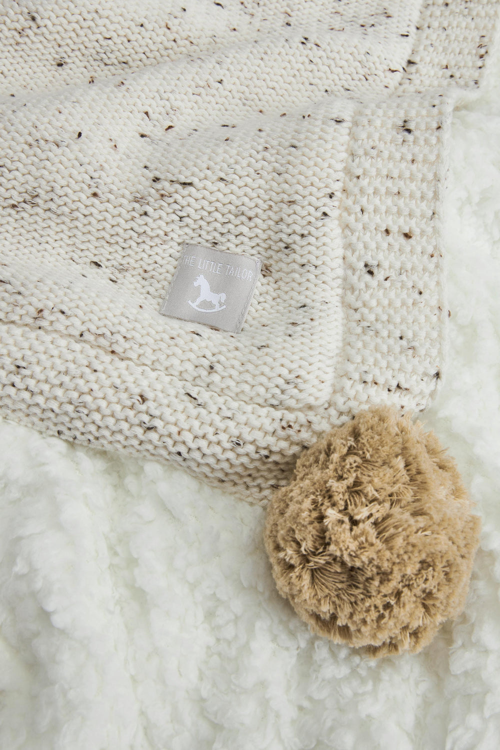 Oatmeal Pom Pom Plush Blanket