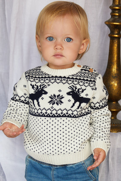 Cream Reindeer Sweater Baby