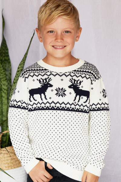 Cream Reindeer Sweater Kids