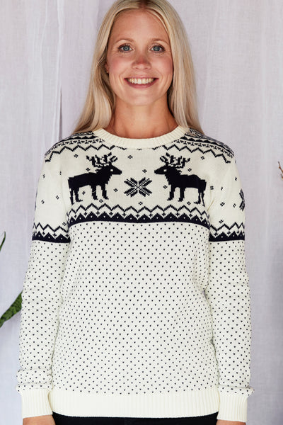 Cream Reindeer Sweater Ladies