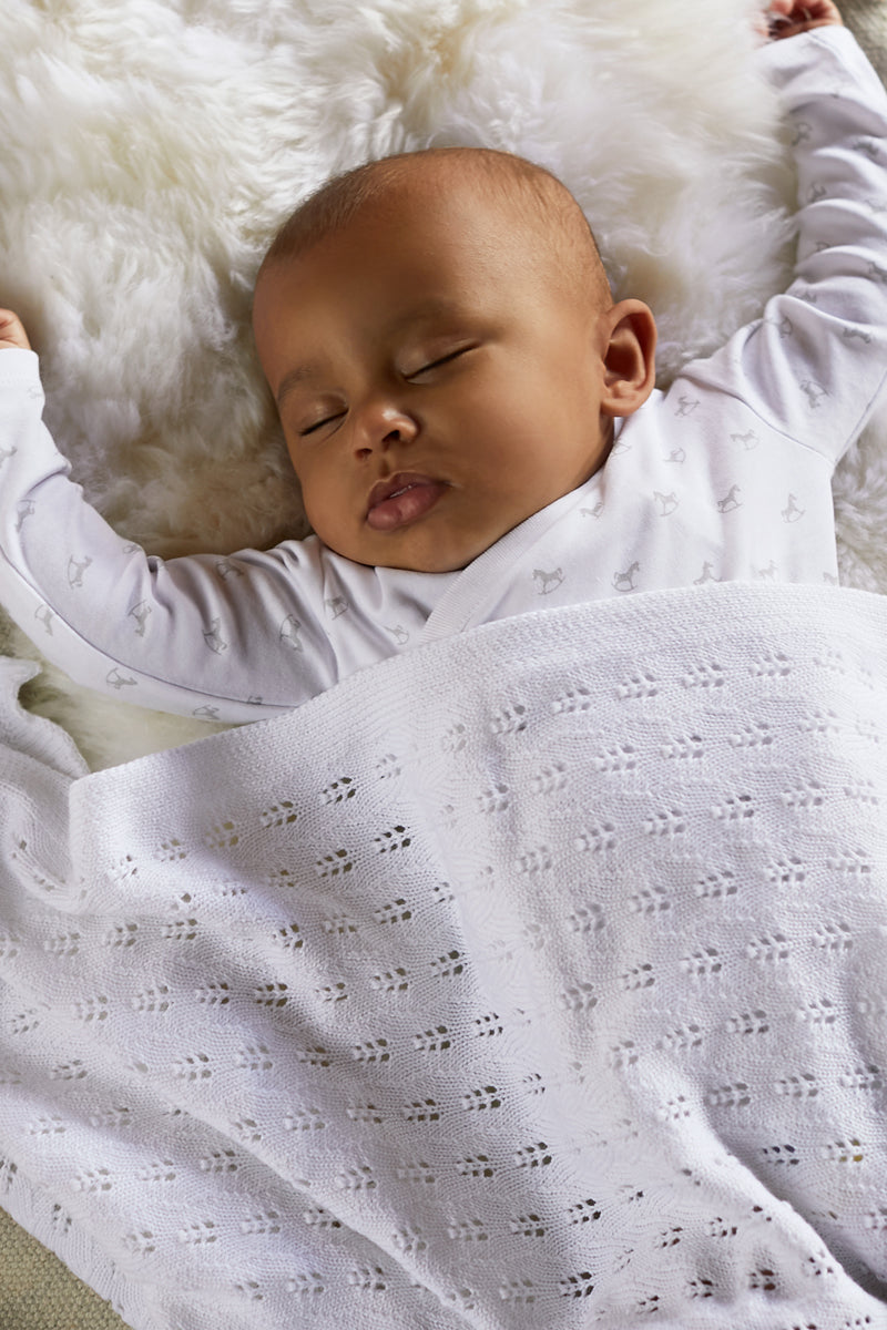 Pointelle Blanket, white