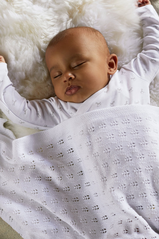 Pointelle Blanket, white